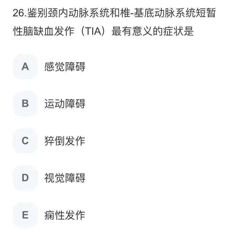 鉴别前、后循环 TIA 最有意义的症状是？-医博网