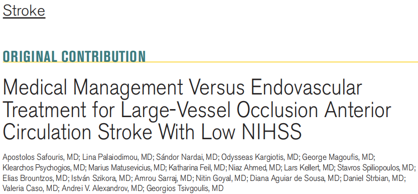 轻型卒中合并大血管闭塞，选择药物保守 or 血管内治疗？-医博网